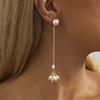 Pearl Geometric Sophisticated Earrings Gold Tassel Long Dangle Earrings For Women