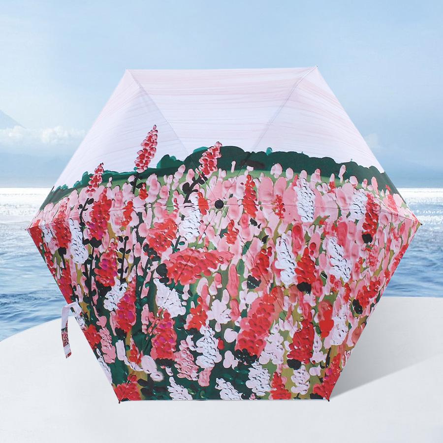 Mini Women's Umbrella Light Sun Rain Portable Pocket Anti-UV Umbrella Women Oil Painting Umbrella