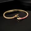 Luxury Vintage Brass Tennis Bracelet Women's 18K Gold Plated Trendy Multicolour Zirconia Main Stone Chain Link Bracelets