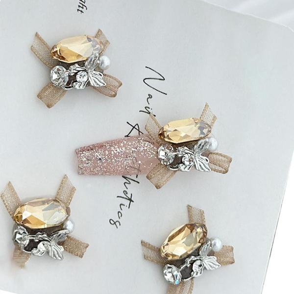 4 шт. Изысканные банты со стразами, чтобы добавить модности вашим ногтям для женщин и девочек ZHE