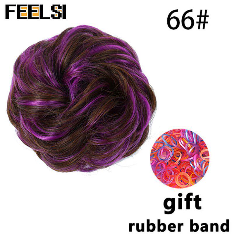 Женский вьющийся шиньон с эластичной резинкой, синтетическая резинка для волос, небрежный пучок, шиньоны