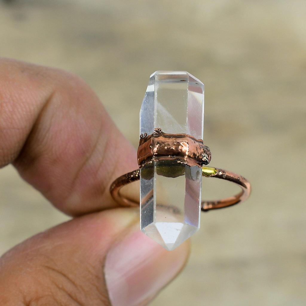 Кристаллическое кольцо Электроформованное медное кольцо Ювелирные изделия из драгоценных камней Регулируемое кольцо Уникальное кольцо Медные ювелирные изделия ручной работы Подарки для мамы Кольцо новейшего дизайна