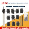 Набор из 13 сверл из быстрорежущей стали для удаления точечной сварки с шестигранной ручкой