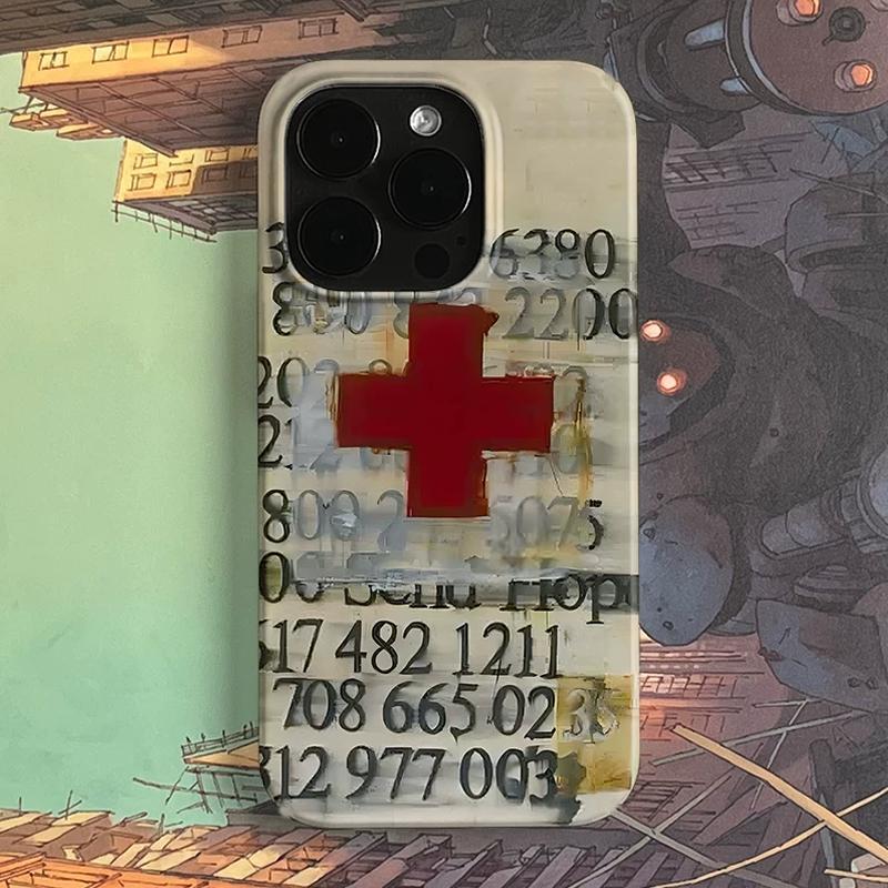 Крутой ретро-чехол для телефона Красный Крест для iPhone 17 16 15 14 13 12 11 Air Pro Max X XS XR XSMax 7 8 Plus Глянцевая пленка Жесткий ПК-чехол