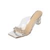Fashion 2024 Summer New Crystal Transparent Flip-Flops Diamond Slippers Women Wear Thick Fashion High Heels