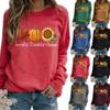 Christmas Long Sleeve O Neck Thin Womens Pullovers Casual Ladies Loose Floral Printed Sweatshirt