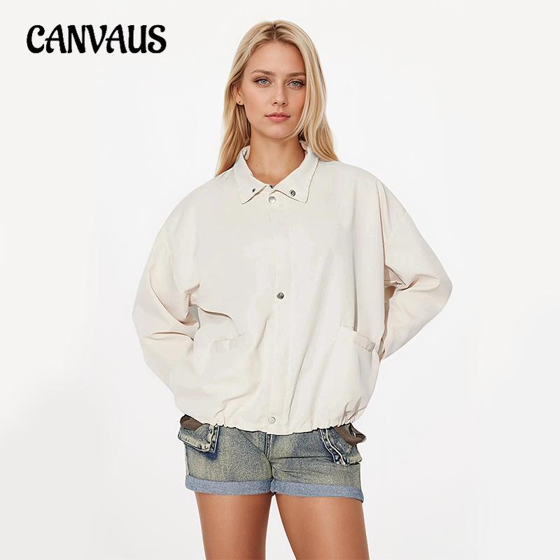 Женская куртка большого размера Casual Solid Color Spring and Autumn с длинным рукавом и лацканами, свободная, с защитой от солнца