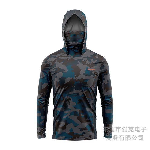 SIMMS Fishing Suit Fly Fishing Luya Hoodie Summer Men's Long Sleeve Sunscreen Clothing Hooded Mask Quick Drying Breathable