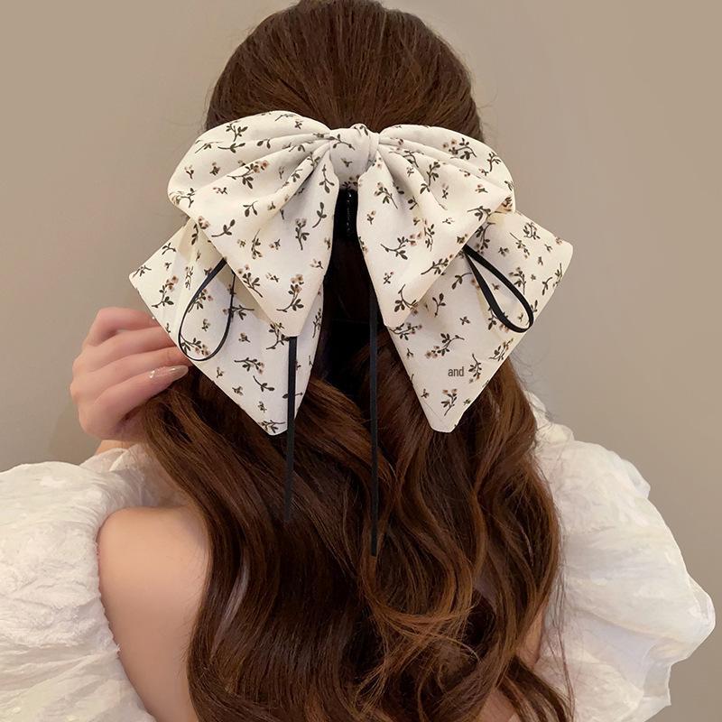 Large Summer Lace Edge Bow Claw Clip Hair Accessory for Women - Multi-Layer Feather Design