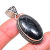 Натуральный черный оникс драгоценный камень 925 стерлинговое серебро ювелирный кулон 3,78" F6j80