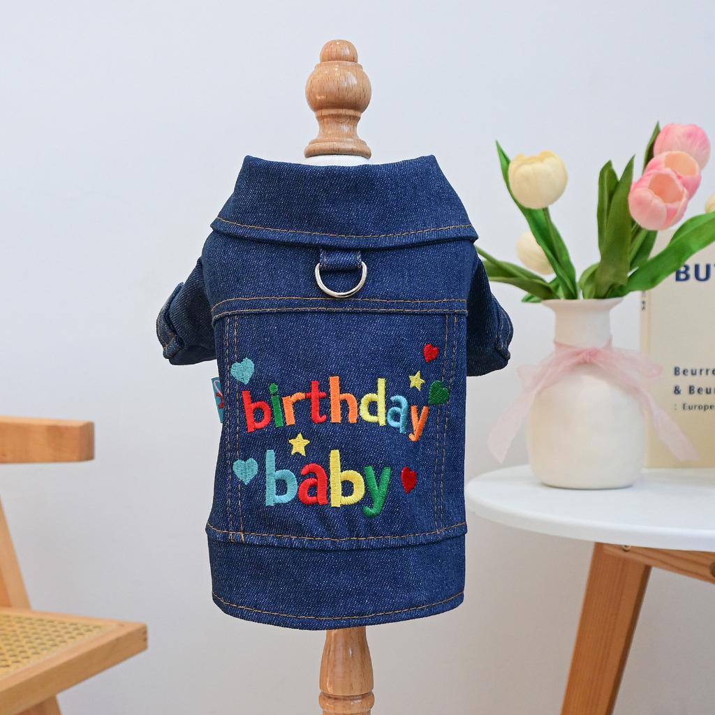 Pet Clothes Dog Cat Clothing Clothing Handsome Cute Rock Handsome Denim Collection Directly from the Manufacturer