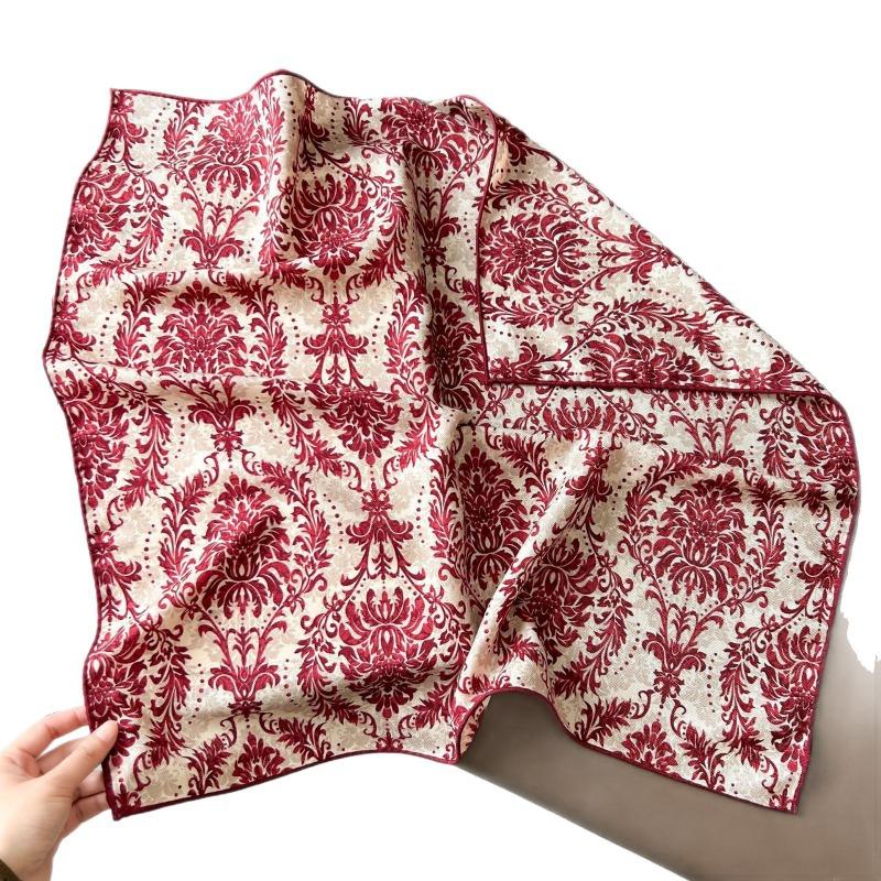 Silk Wool Scarf Women's Autumn Multi-functional Silk Wool Warm Square Scarf High-end Versatile Scarf Shawl