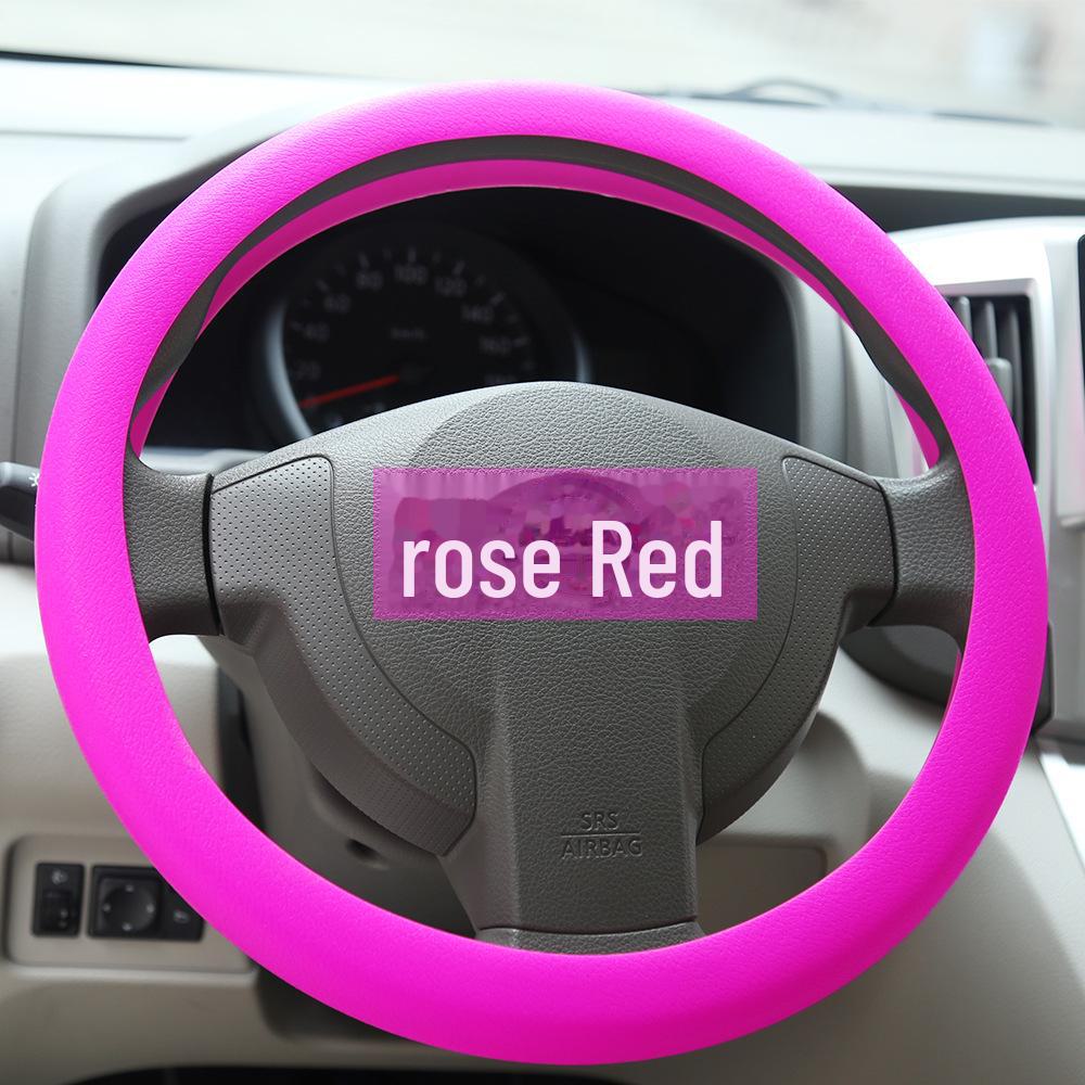 Litchi Pattern Silicone Steering Wheel Cover: Fold-Resistant, Flexible, Scratch-Resistant Leather Protector