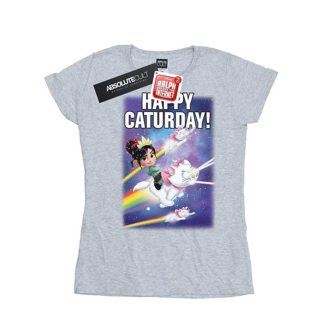 Disney Womens/Ladies Wreck It Ralph Happy Caturday Cotton T-Shirt