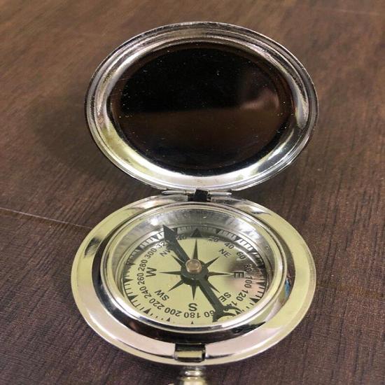 Серебряный компас ручной работы/кнопочный компас/латунный карманный компас/компас классического размера, подарок на годовщину, Рождество
