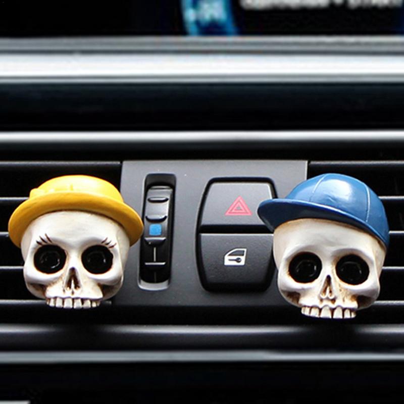 Car Air Freshener Vent Clip Skull Car Aromatic Vent Clip Automotive Air Fresheners 2Pcs Car Air Freshener Clips Car Interior