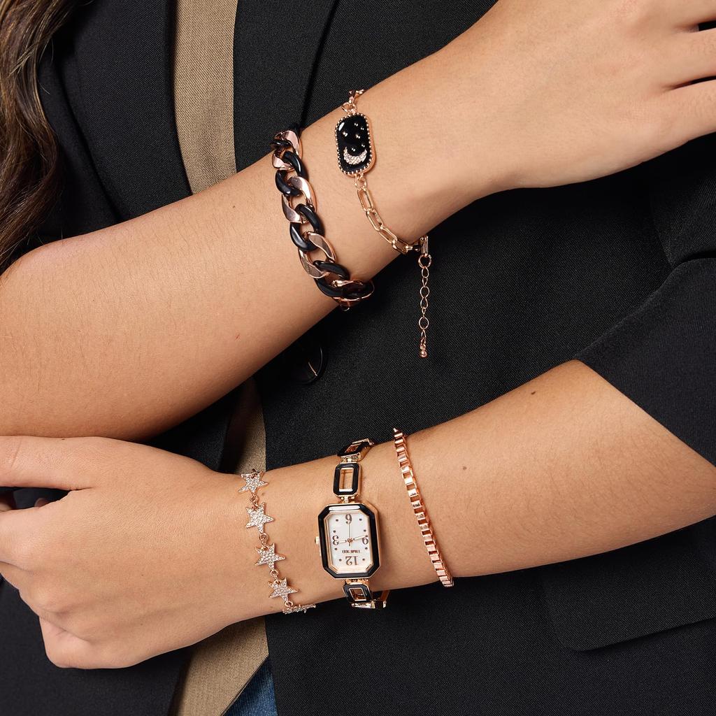 Подарочный набор Подарочные женские часы и браслет Подарочная упаковка [TIME100] (черный)