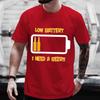 Men's T Shirt Short Sleeved Tops Clothing Tees Men T-Shirt Black Man T-Shirts Beer and Battery Print Clothes for Men Funny Tees