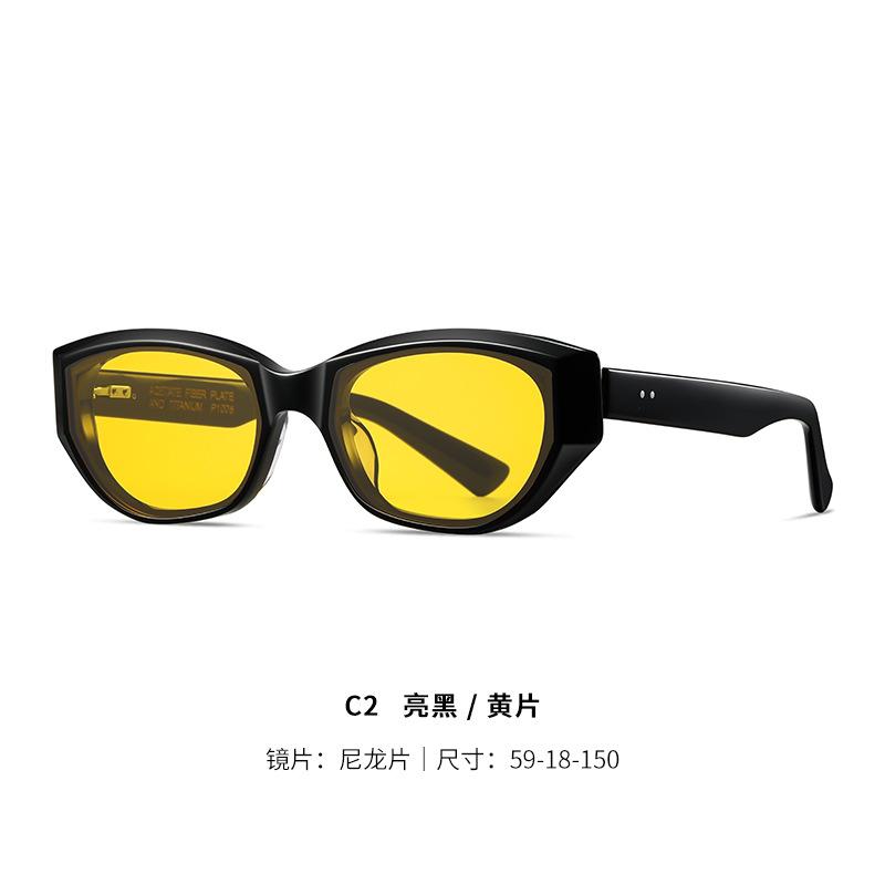 New Korean-style acetate sunglasses for sun protection p1005Retro Oval UV Protection Sunglasses for Women