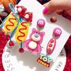 925 Silver Strawberry Bear Jelly Resin Cartoon Earrings for Women