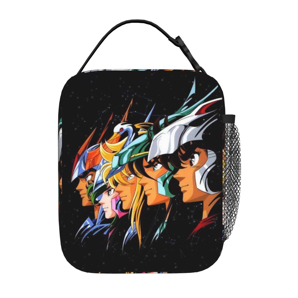Back to school season Saint Seiya Portable Food Pouch Black New Casual Personalised Food Storage Lunch Bag