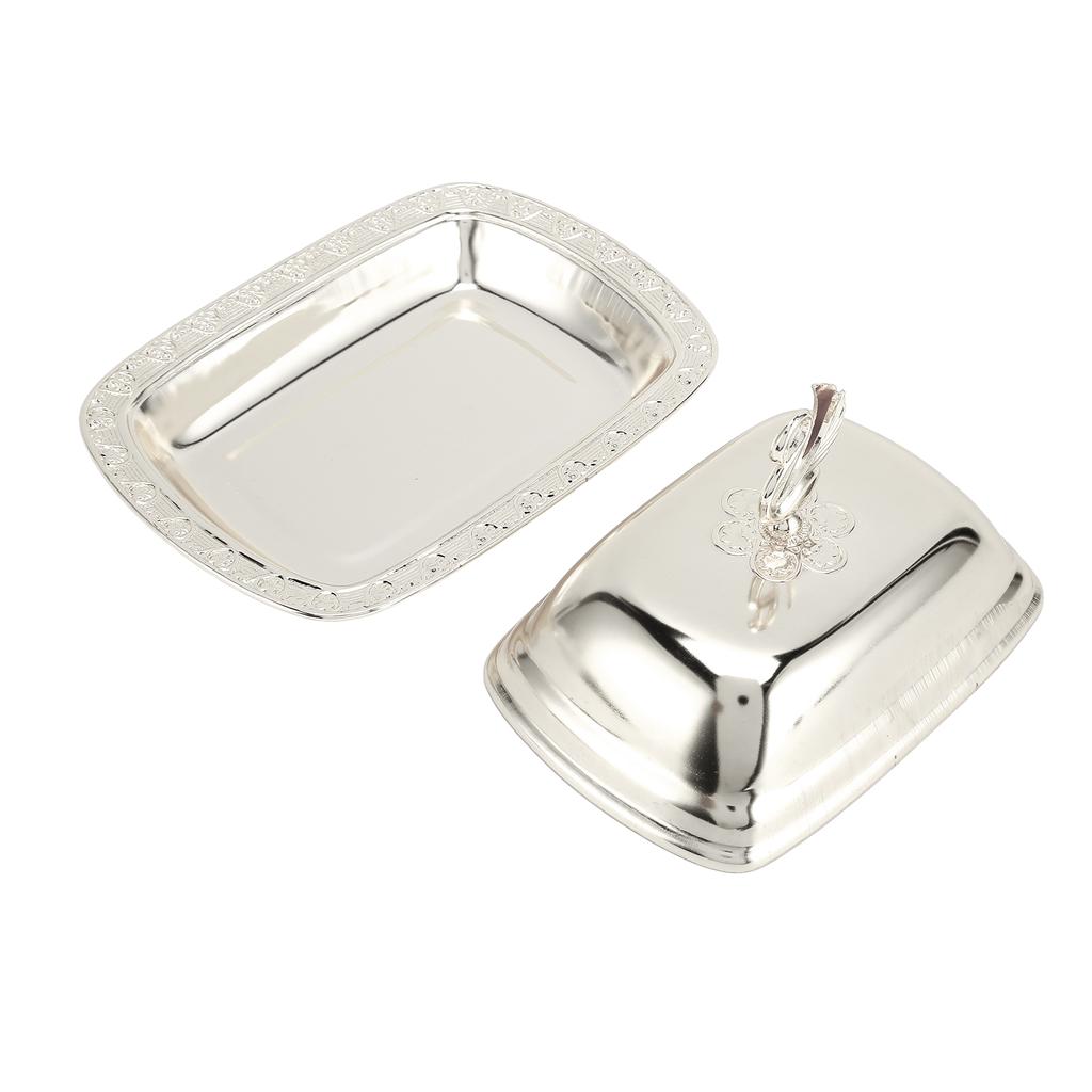 Gold Fruit Tray European Style Metal Fruit Plate Table Decoration with Lid for Snacks Candies