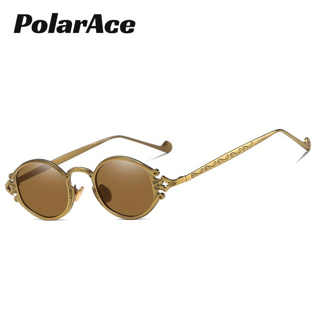 PolarAce Unisex Oval Metal Polarized Fashionable Driving Outdoor Riding Sun Visors Sunglasses, UV400