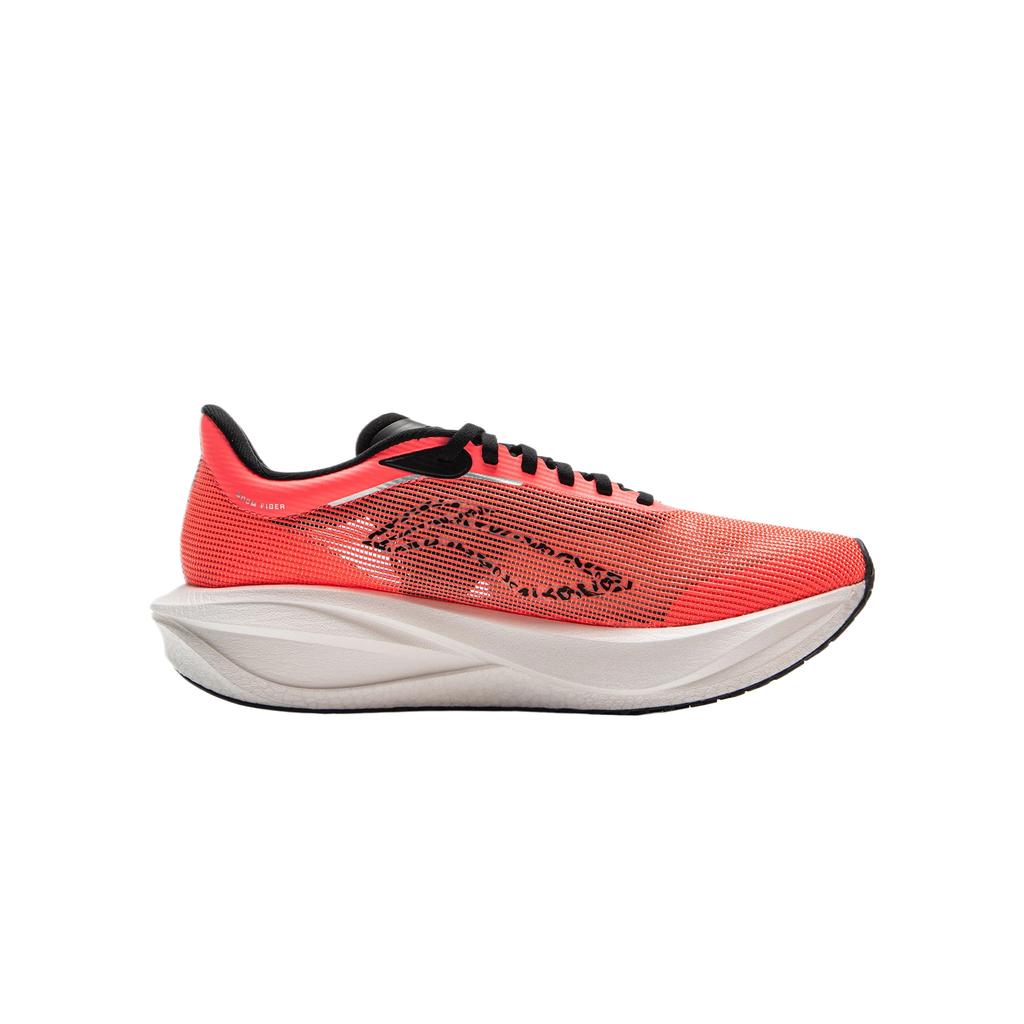 Li Ning Kids Running Feidian 5C Comfortable Fashion Versatile Classic Low Top Running Shoes Kids Running Shoes Fluorescent-Begonia-Red Black YKFV110-7
