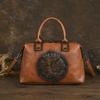 Винтажная сумка с тиснением вручную, женская сумка большой емкости из натуральной коровьей кожи, универсальные сумки через плечо