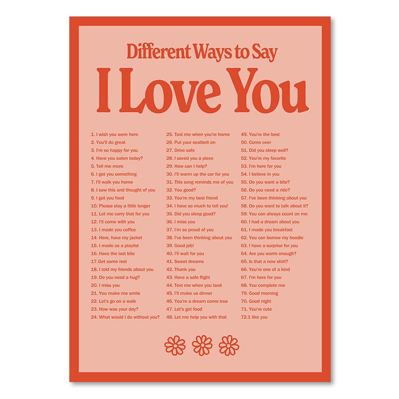 Современный постер Разные способы сказать «Я люблю тебя» Картина на холсте Скандинавское слово Цитата Печать Модные картины Настенное искусство Украшение дома