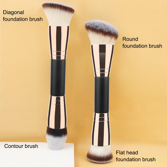 Двусторонняя кисть для макияжа Professional Slanted Flat Top Synthetic Kabuki Foundation Loose Powder