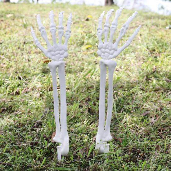 Хэллоуин Скелет Декорация Колышек Реалистичная Рука Скелета Рука с Колышком для Газона Наружный Череп Кость Дворовый Знак для Сада Газона Кладбищенский Декор