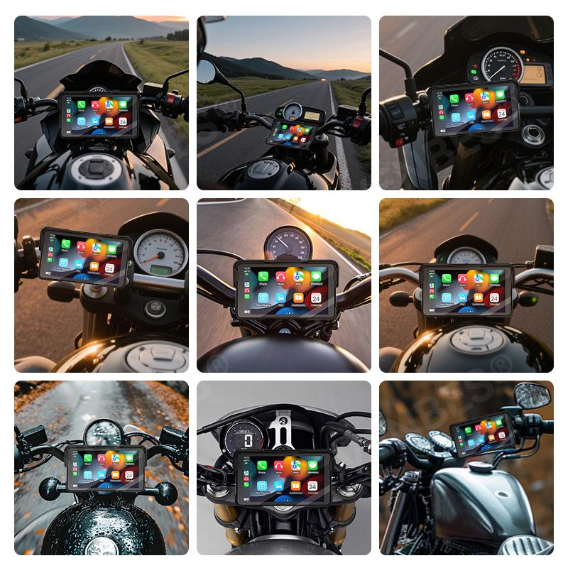 VENBES  Motorcycle Carplay 5 Inch GPS Navigation Wireless Android Auto Carplay Type-C Bluetooth Waterproof Easy to Remove BT