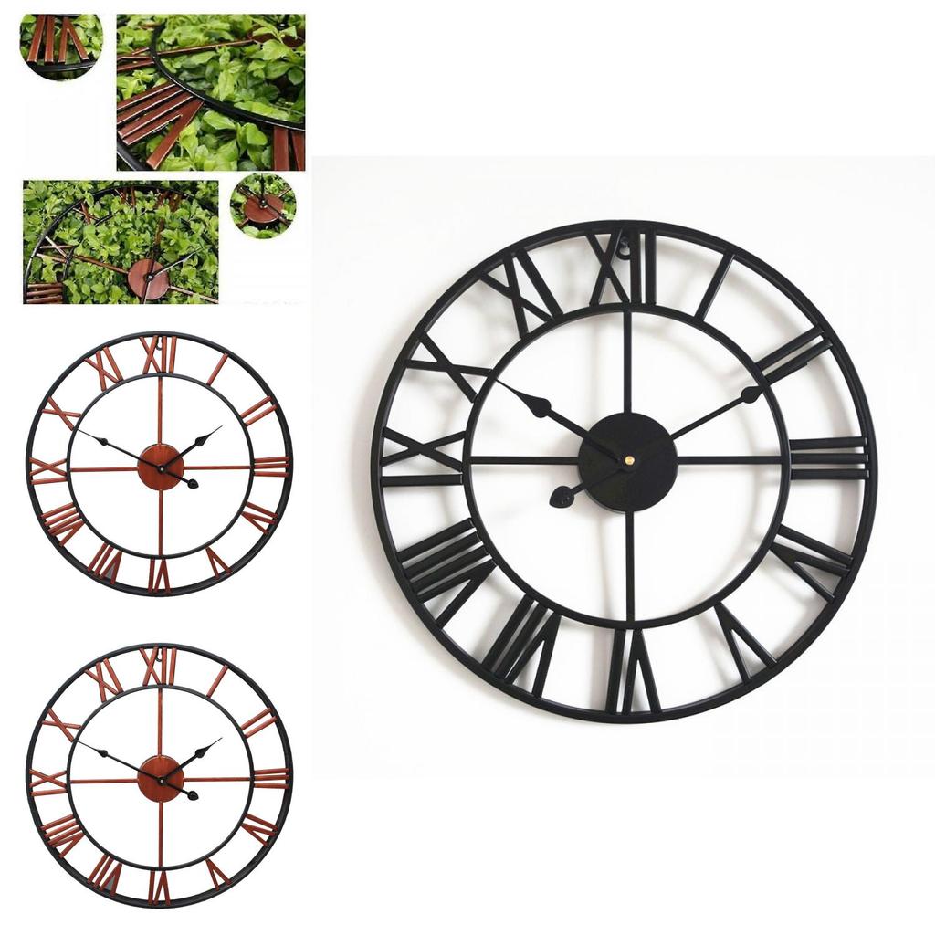 Roman Wall Clock Vintage Metal Decor With Quartz Movement For Living Room And Bedroom