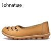 Johnature Туфли-лоферы из коровьей кожи с круглым носком, мелкой полостью, дышащей мягкой подошвой, удобные женские туфли без застежек