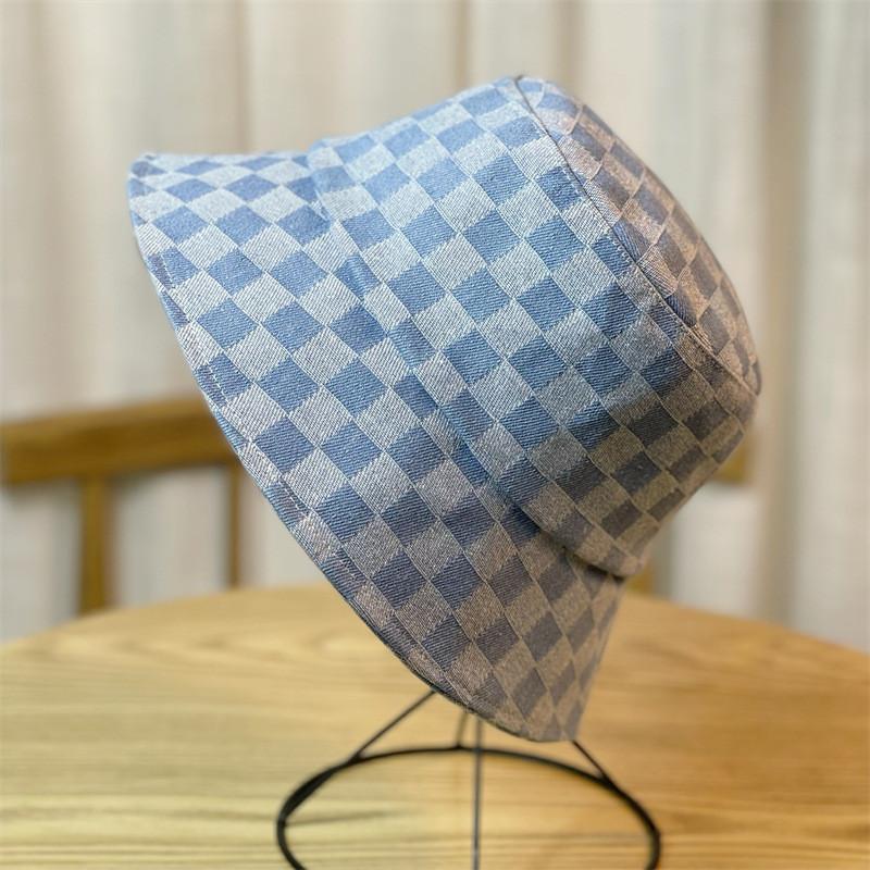 Новая джинсовая шляпа-панама в японском стиле, женская, весенне-осенняя, клетчатая, в сетку, популярная в интернете, универсальная, визуально уменьшающая лицо, маленькая летняя шляпа-ведро