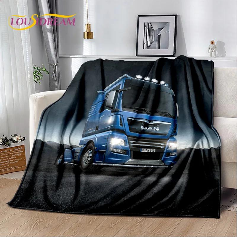 HD Man Truck Lorry 3D Печать Мягкие фланелевые одеяла, Плед Удобное одеяло для пикника Кровати Диваны Дома Спальня Подарки