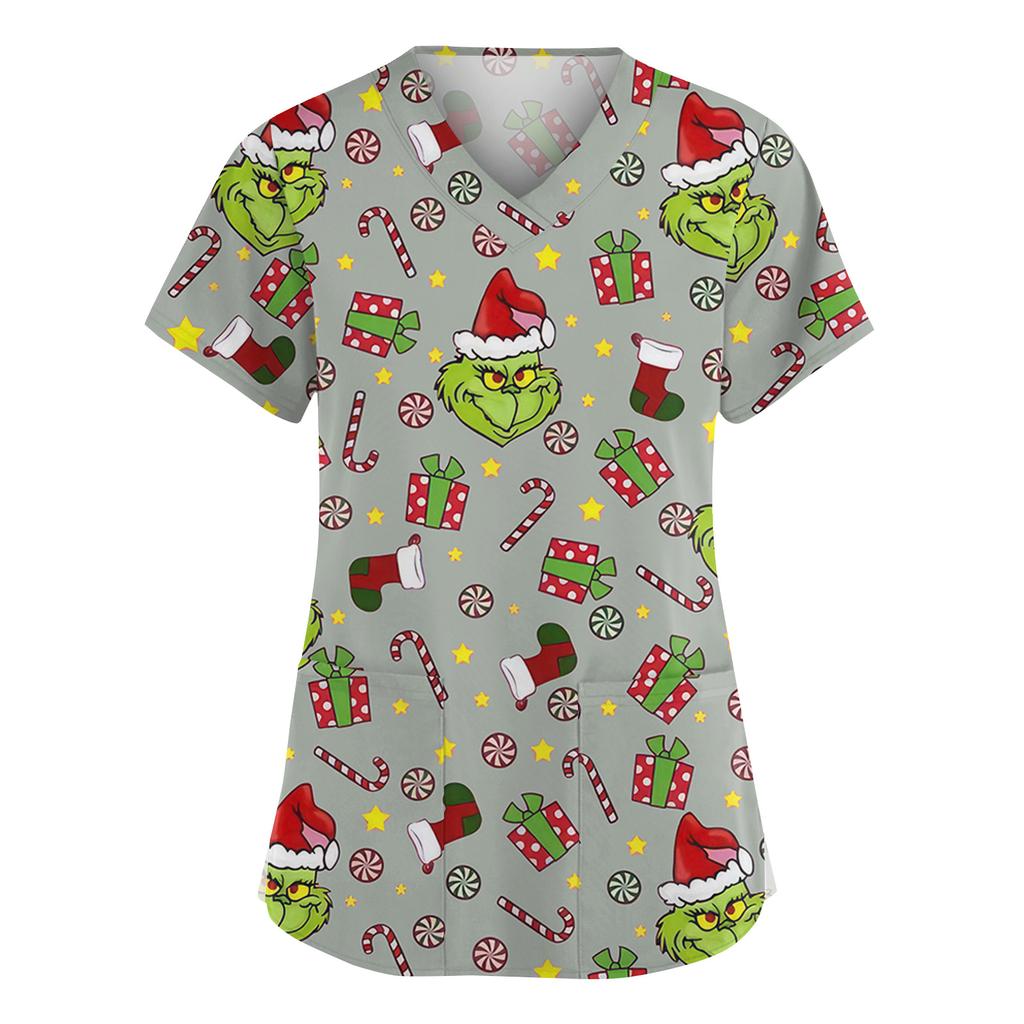 Женская мода V-образный вырез короткий рукав комбинезон с карманами принт топы одежда