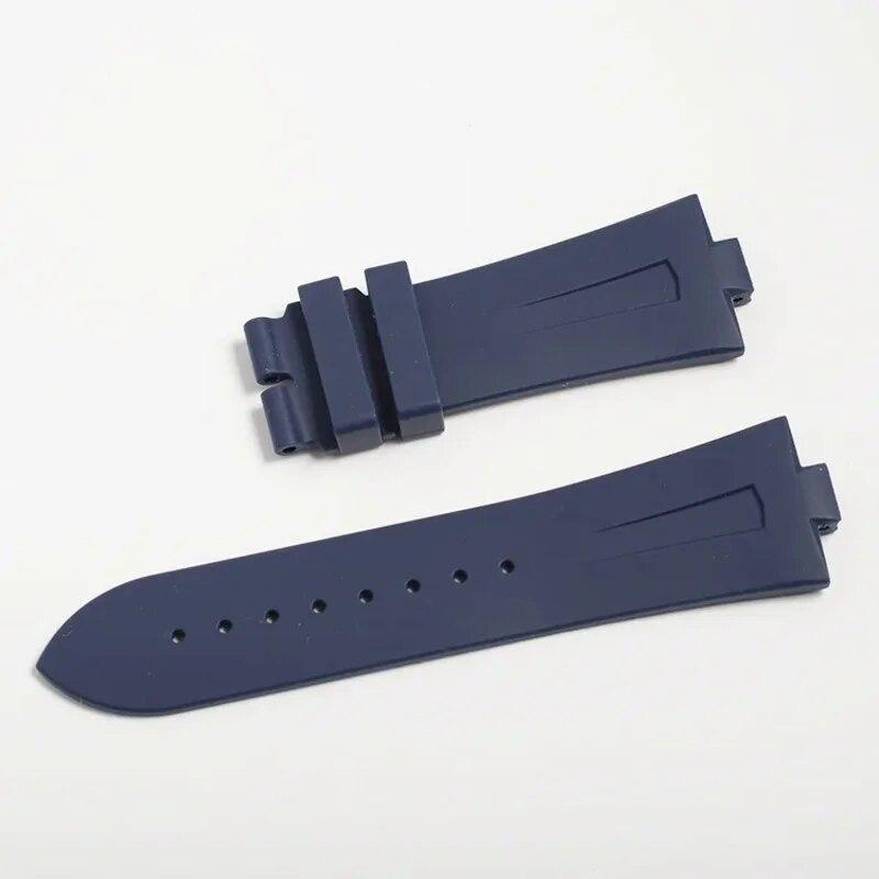 25mm Black Blue Soft Rubber Silicone Watch Band For Vacheron Constantin Strap VC Watchband Wristband Folding Buckle