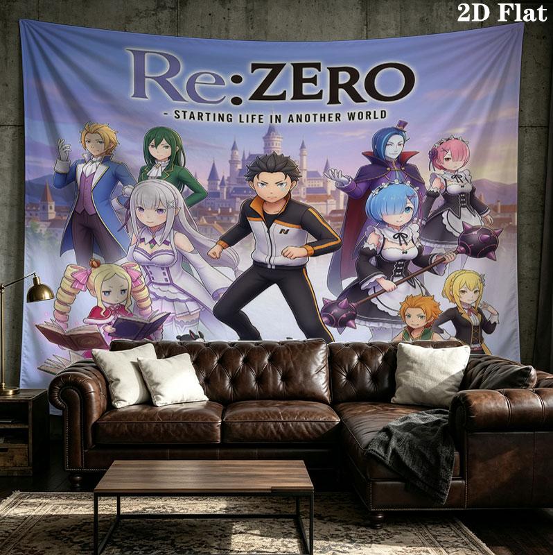 Re Zero Настенный Гобелен Эстетичный Настенный Подвес Печатная Тканевая Покрывало Декоративные Гобелены Для Спальни Гостиной Домашний Декор