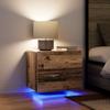 vidaXL LED Nachttisch Wandmontage Altholz 50x39x41 cm