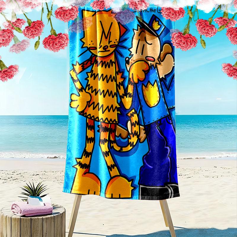 Dog Man Print Beach Towel, Large Soft Quick Dry Towel for Beach Camping Swimming