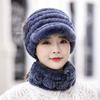 Women Winter New Faux Fur Hat Thickened Padded Warm Ear Protection Mom Middle-aged and Elderly Hat Scarf Sets 2 Pieces