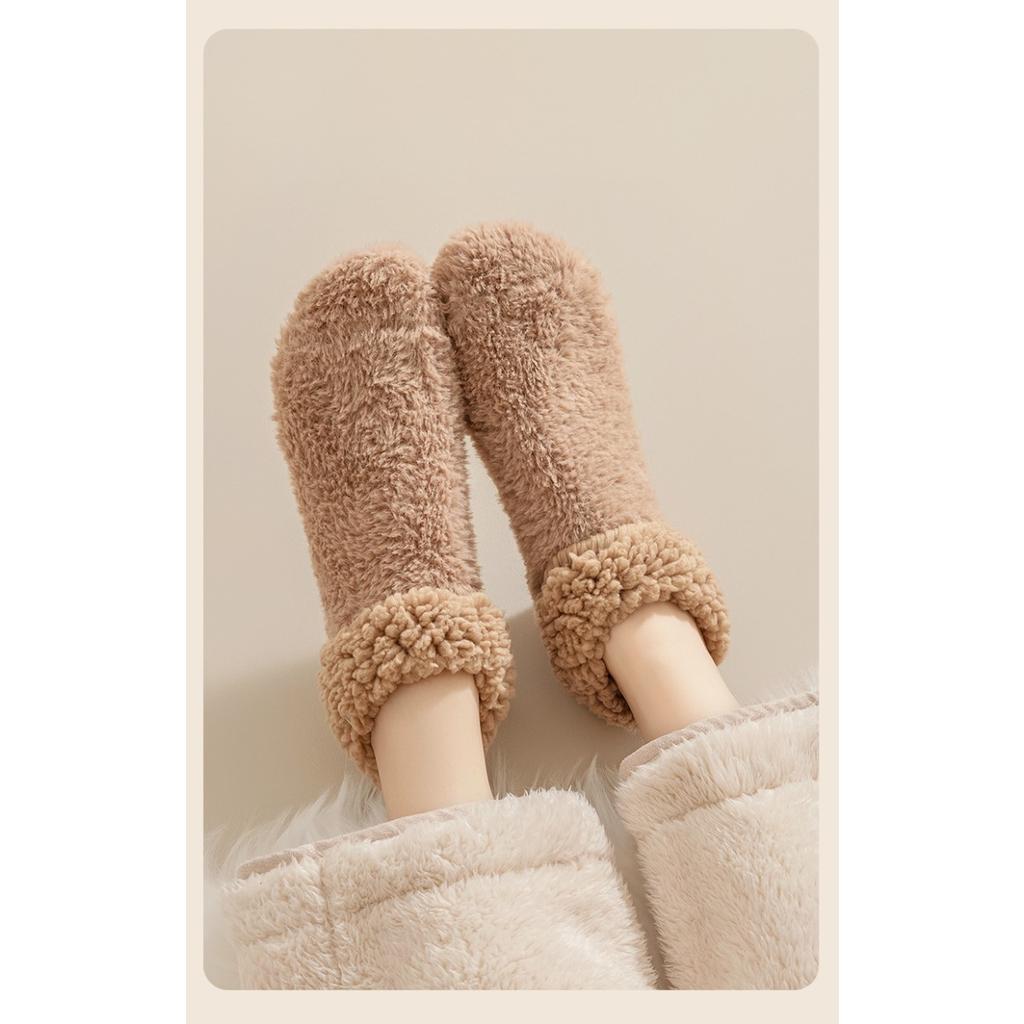 5-1 пара зимних носков-мешков из кораллового флиса и женских носков, плюшевые теплые домашние носки для пола, из овечьей шерсти и утолщенные домашние носки