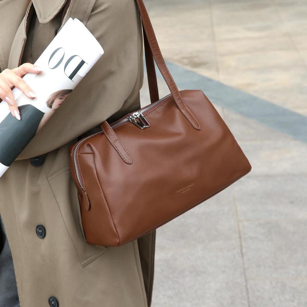 Кристальная сумка кроссбоди из коровьей кожи растительного дубления - 2025 Осень/Зима Мягкая наплечная сумка-тоут