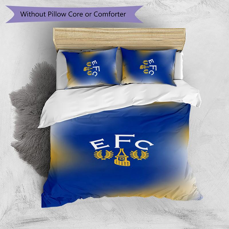 Everton Football Printed 3 Pieces Bedding Set, Comfortable Skin Friendly Bedroom Duvet Cover Set