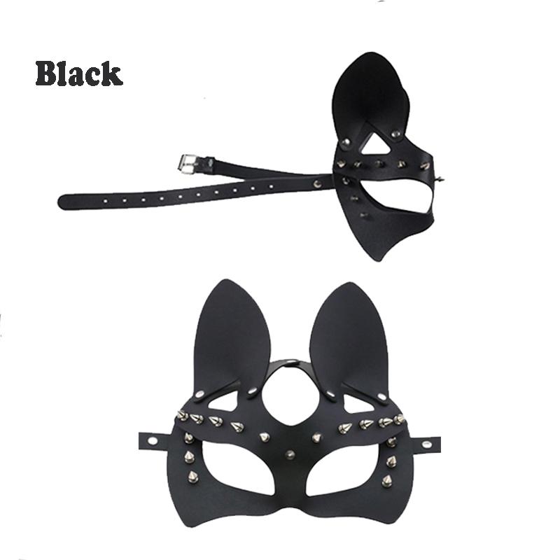 3-цветная сексуальная кожаная маска кошки для женщин и девочек, вечеринка, БДСМ, фетиш, маска для кошек с черными глазами