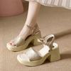 Soft Leather Thick-soled Bag Head Sandals Women's 2025 New Summer Wear with Skirts, Beautiful Small Fragrant Style Thick Heels High Heels