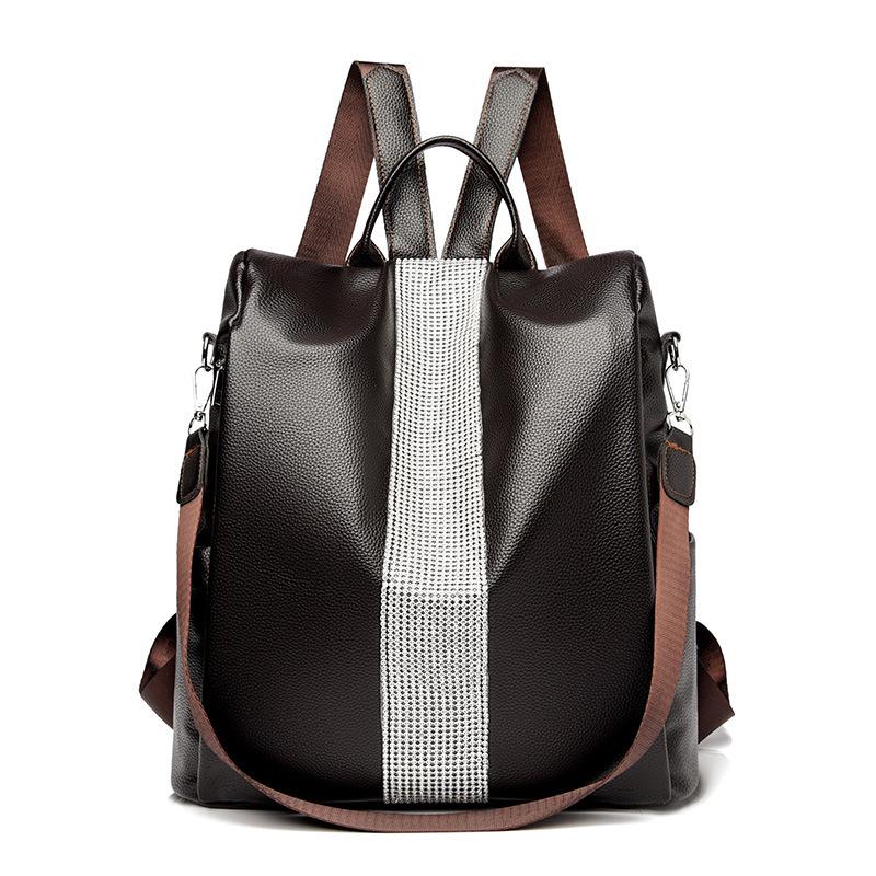 Новая текстура мягкой кожи женский рюкзак большой вместимости рюкзак с бриллиантовой инкрустацией простой и модный наплечный дорожный рюкзак