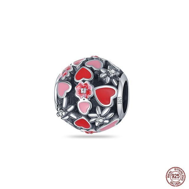Новые стерлингового серебра 925 пробы красного цвета, подвески в форме сердца, бусины, ювелирные изделия на удачу, подарки